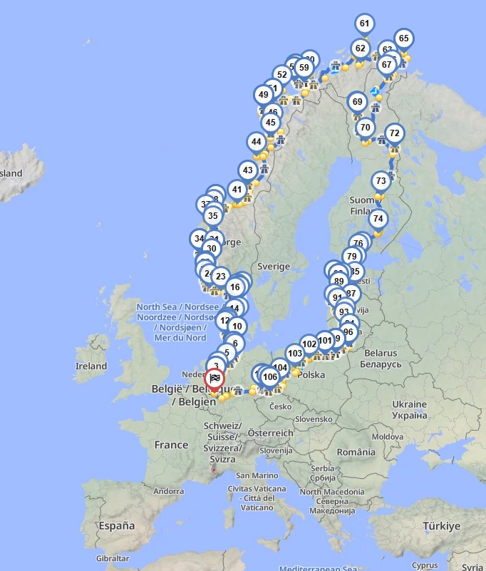 2022 Reiseroute Nordic Tour