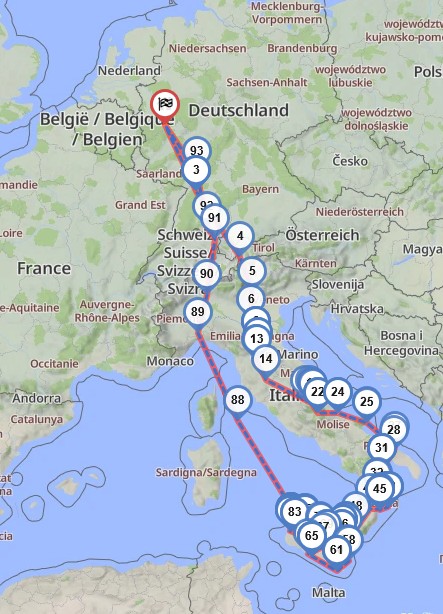 2023 Reiseroute Andiamo Sicilia