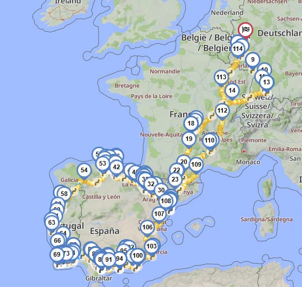 2025 Reiseroute First Steps: der Kleine will nach Süden